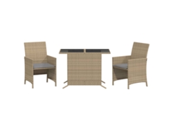 Conjunto Bistro 3 piezas con cojines de mimbre beige mixto MAISON EXCLUSIVE (3 piezas)