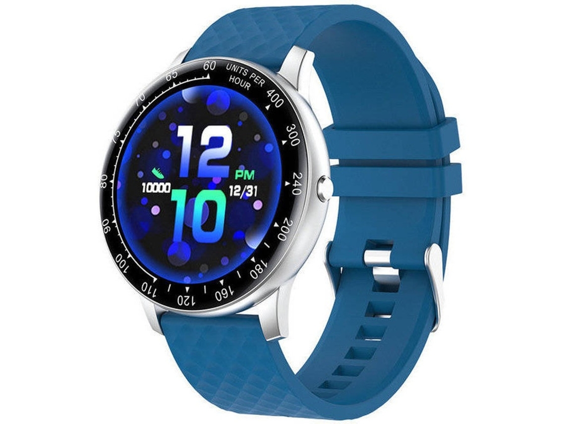 Reloj inteligente con monitor de frecuencia cardíaca y presión arterial, resistente al agua, podómetro y cronómetro Yizhood (azul)