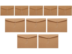 Paquete De 10 Fundas De Papel Kraft Para Archivar Documentos, Tamaños A4 Y A5, Cierre Con Cordón, Papel Kraft Natural.