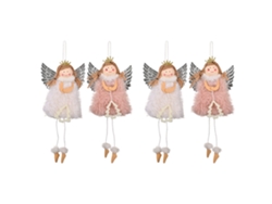 Decoración navideña Ángel Muñeca Colgante Árbol Adornos colgantes Artesanía navideña Elfos Decoraciones, rosa blanco RNEMITERY