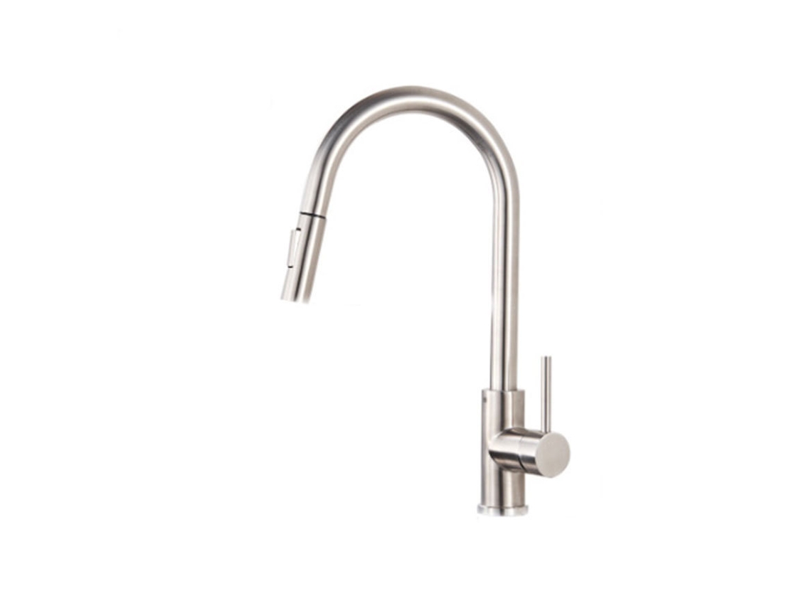 (plata) Grifo Giratorio De Doble Función De Acero Inoxidable Para Agua Fría Y Caliente, Tipo Extraíble - 210*50*430 Mm