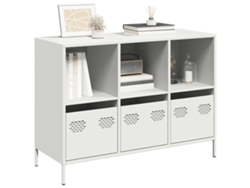 Aparador | Mueble De Comedor | Buffet De Acero Laminado En Frío Blanco 101,5x39x73,5 Cm Wsd73520