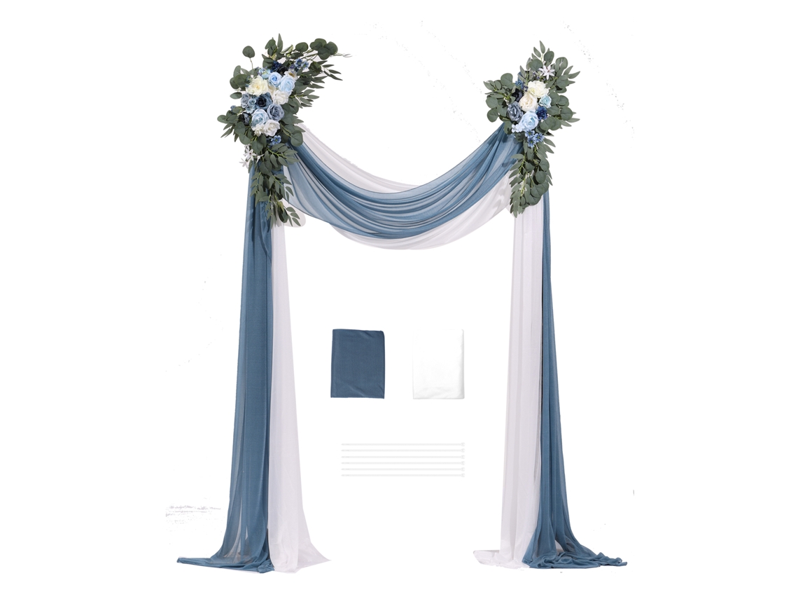 Kit Arco De Flores Artificiais Succebuy Para Casamento Azul, 2 Flores E 2 Cortinas Introdução