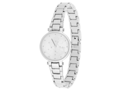 Reloj De Cuarzo De Moda Para Mujer Con Diamantes De Imitación Y Brazalete De Aleación De Plata.