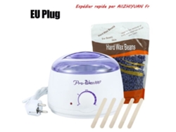 Aquecedor de Cera Quente 500Ml 300 Grãos de Cera Depilatória Lavanda 5 Espátulas Elétricas Portáteis Profissionais  GERTIZ 