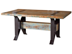 Mesa exclusiva madera reciclada y base de metal multicolor MULTICOLOR.GINER Y COLOMER 76x100x200