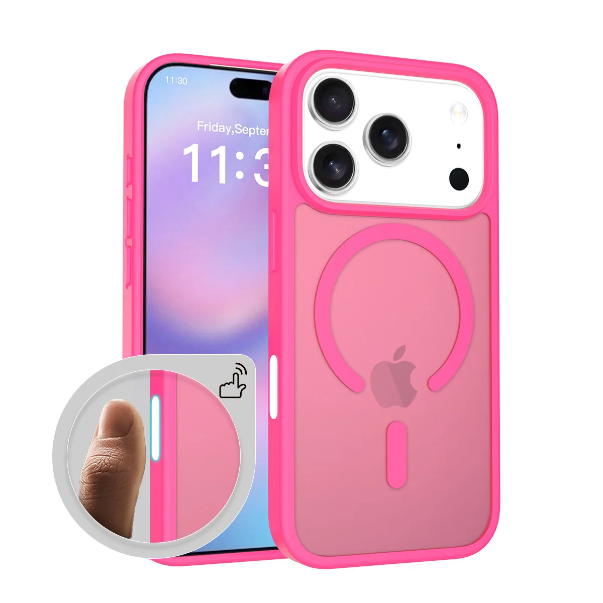 (rosa, Iphone 15 Pro) Caja De Teléfono De Alta Calidad De Color Caramelo Para La Piel Scrub, Soporte De Succión Magnética Carga Inalámbrica