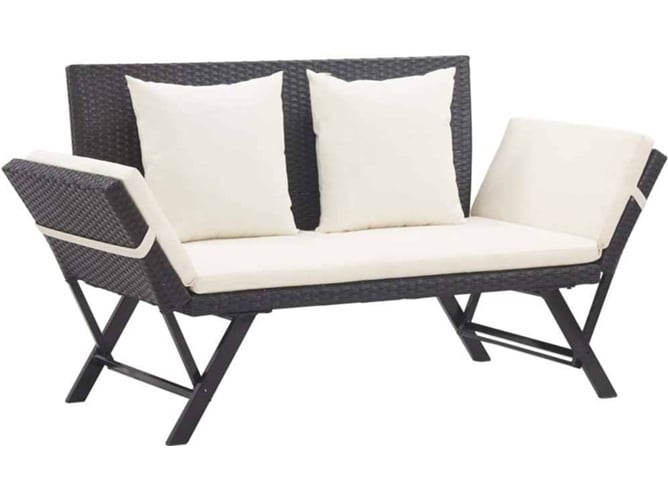 Banco de jardín VIDAXL Negro Poli Ratán (176 cm)