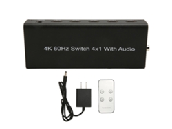 Switch De Interface Multimídia Hd 4k 4 Em 1 Com Controle Remoto Para Laptops Tvs Plug Us 100‑240v