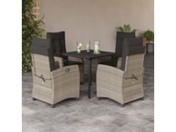 Juego de comedor de jardín de 5 piezas DKD Home Decor con cojines gris claro
