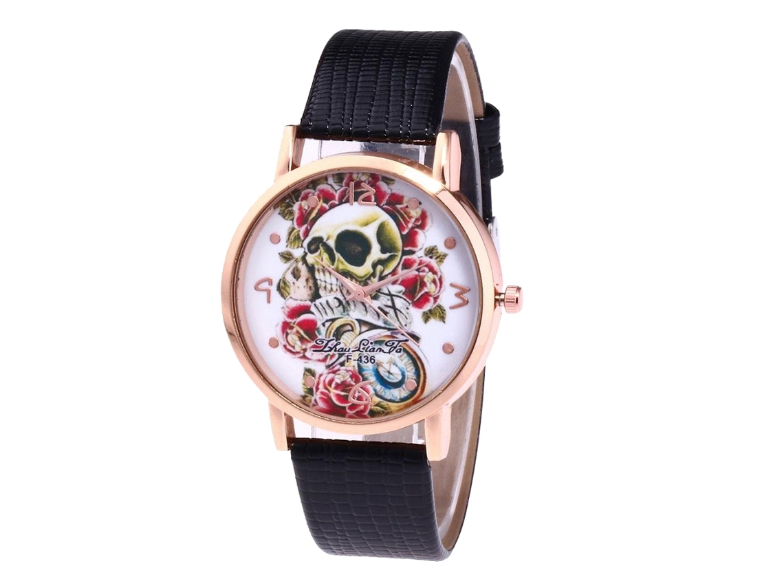 Reloj De Pulsera De Cuero Moda Para Mujer Negra Quartz Empresarial