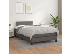 Cama Box Spring Con Colchón Cuero Sintético Gris 120x200 Cm