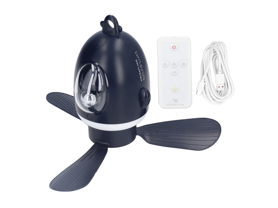 Lámpara de techo con ventilador y mando a distancia USB - Azul