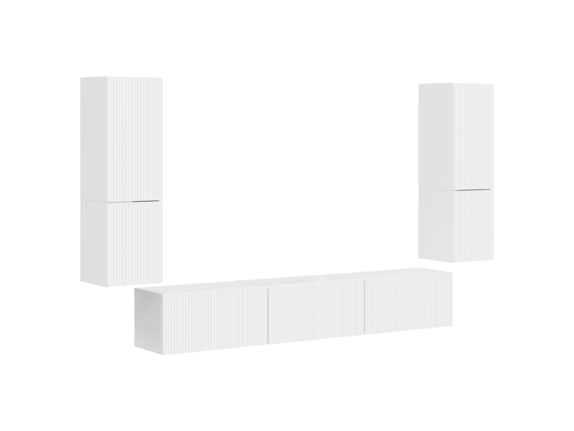 Conjunto de mueble de TV de 4 piezas, blanco brillante, MAISON EXCLUSIVE