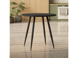 Mesa de comedor/cocina Corin Ø80x75 cm para 2 a 4 personas - Tablero de melamina negra de 25 mm - Patas de metal negro - MOG CASA