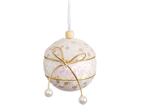Conjunto de Bolas de Navidad BIGBUY CHRISTMAS Dorado Polyfoam Tejido Tecido Blanco - 3un (10x10X10cm)