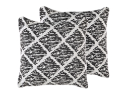 Conjunto de 2 cojines decorativos BELIANI Hazro de Algodón Negro 45x45x12