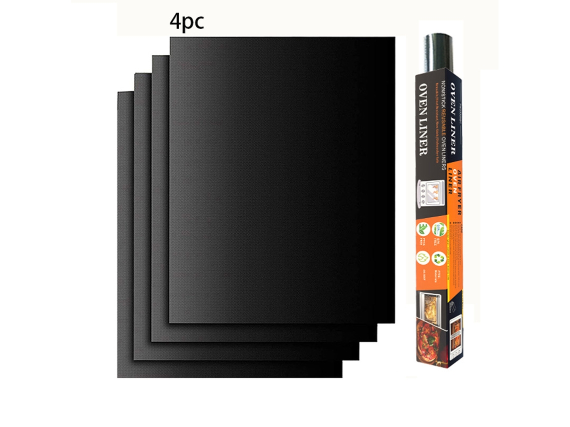 Siurn - 4 alfombrillas antiadherentes reutilizables negras para parrilla (40 x 33 cm)