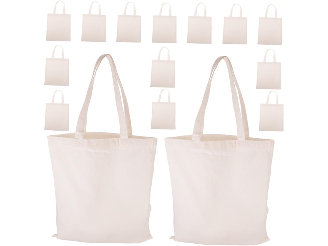 Beige Algodón 50 Bolsas De Lona Vacías Para