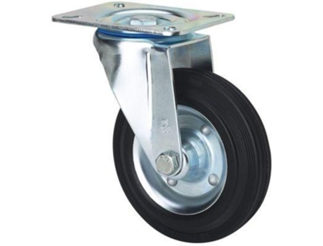 Rueda giratora placa 10zvl100-bsr metalico-goma negra eje rodillos ALEX