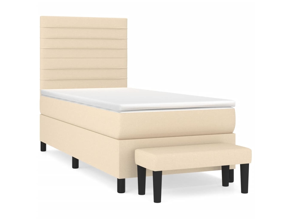 Maison Exclusive - Cama Box Spring Con Colchón Tela Color Crema 90x200 Cm