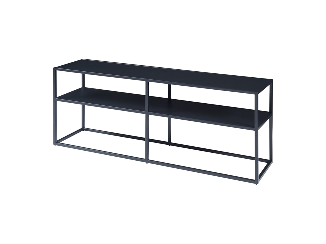 Mesa de Tele Solund con 2 estantes acero 120x30x46 cm - Negro [EN.CASA]