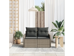 Sofá de jardín de 2 plazas con almacenaje y cojines de mimbre gris Lovely Home