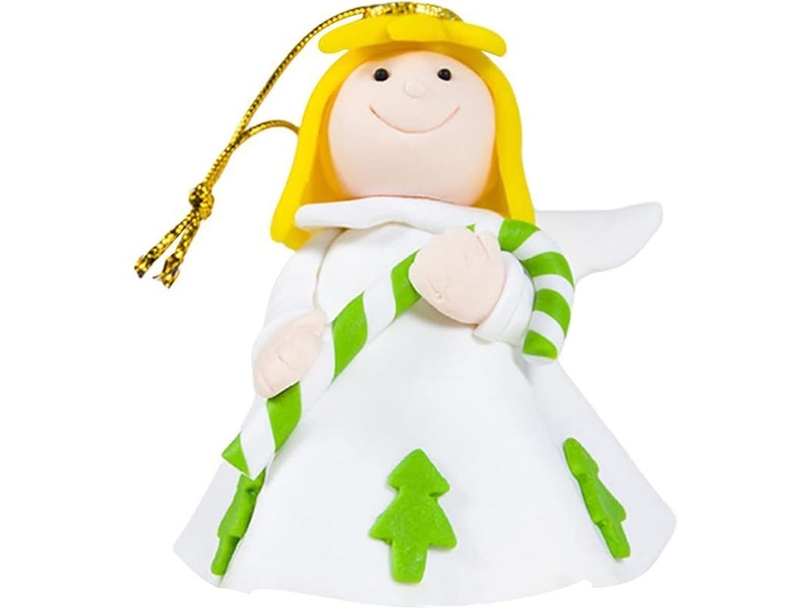2026-adorno De Ángel Alado Para Árbol De Navidad Colgante De Cerámica Blanda 2 Piezas Blanco