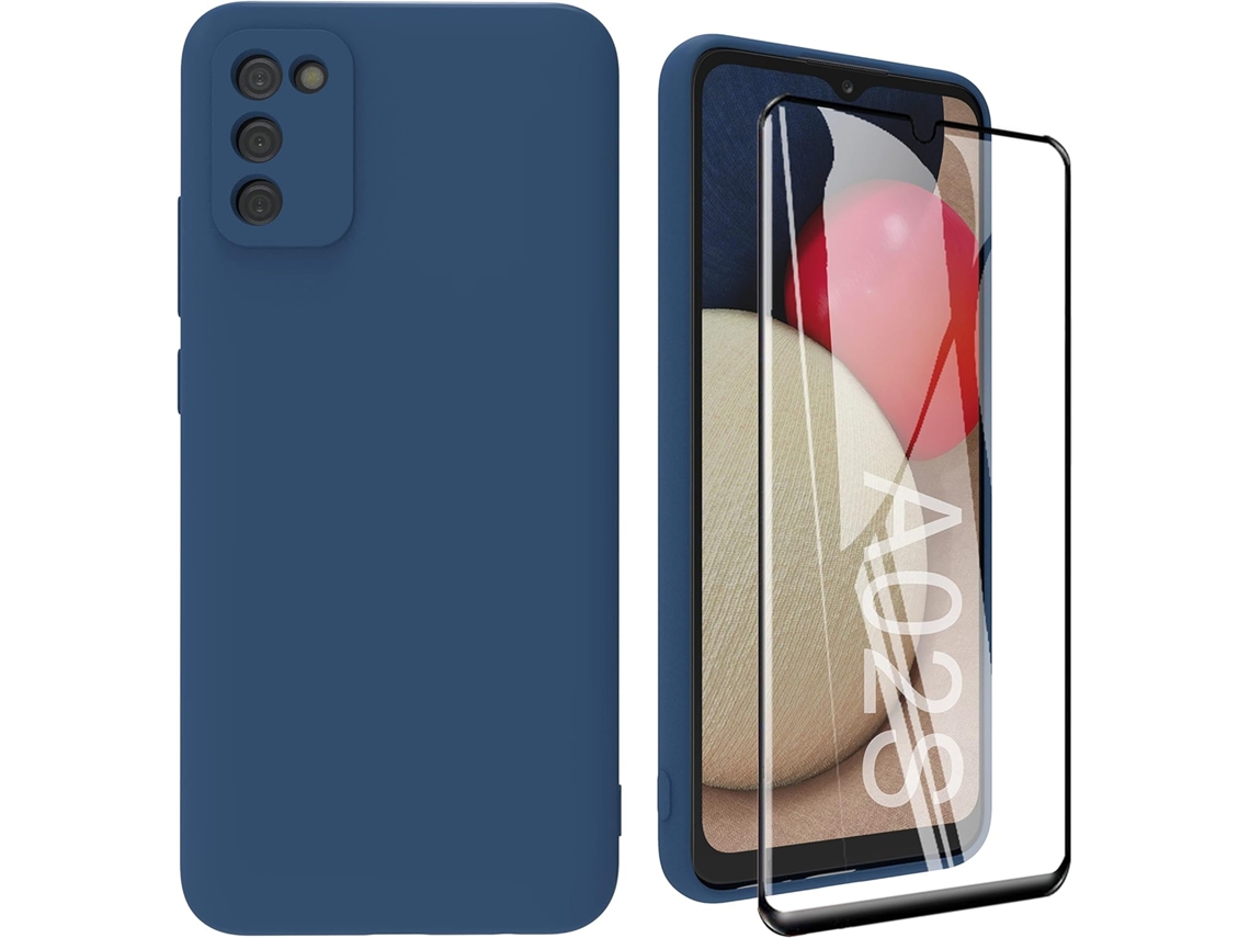 Protector de Pantalla Temperado Protetora Móvel para Samsung Galaxy A02 S HONGWE. Silicona Azul