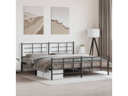 Estructura Cama Sin Colchón Con Estribo Metal Negro 193x203 Cm