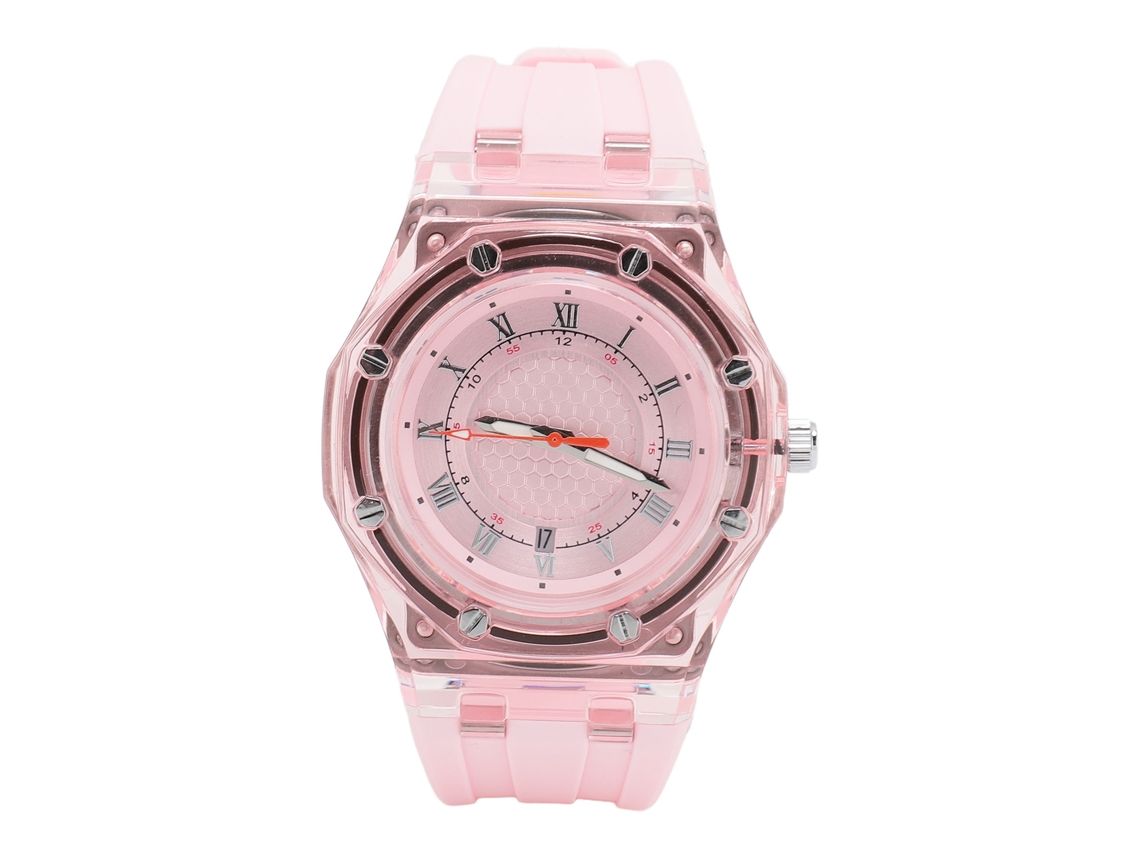 Reloj Deportivo Infantil, Resistente Al Agua, Luminoso, De Cuarzo, Con Correa De Caucho Rosa.