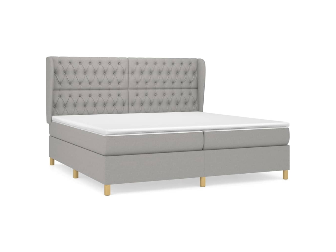 Maison Exclusive - Cama Box Spring Con Colchón Tela Gris Claro 200x200 Cm