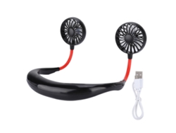 Abanico Pequeño De Cuello Usb Recargable Portátil De Doble Cabezal