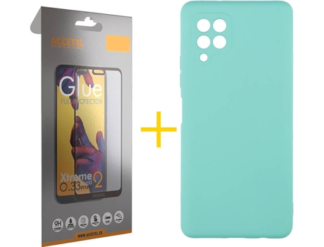 Kit Funda + Protector de Pantalla Samsung A12 5G ACCETEL Cristal Templado 4065 Verde
