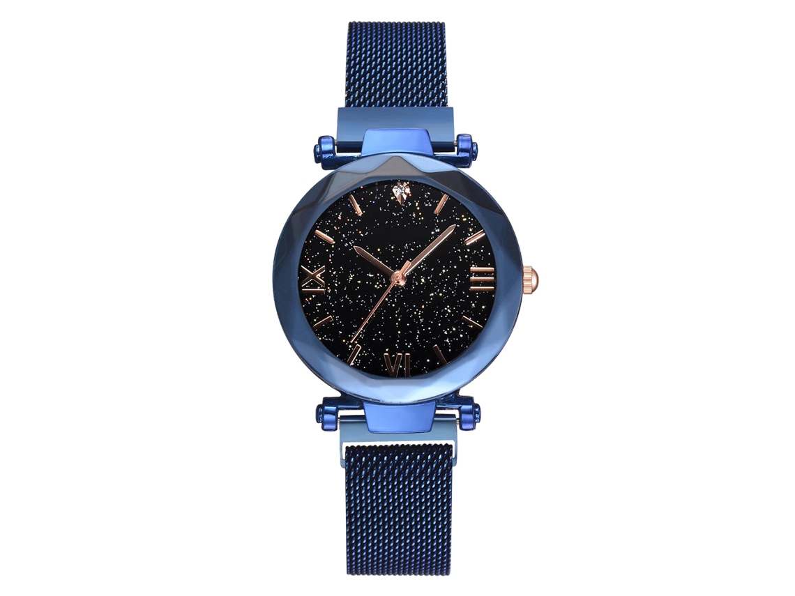 Reloj De Pulsera De Cuarzo Para Mujer Con Cierre Magnético, Estilo Casual, Azul.