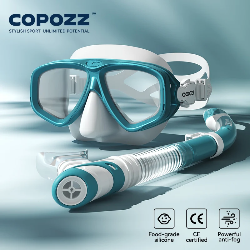 (cian) Máscara De Buceo Profesional, Antivaho, Con Placa Frontal De Cristal Templado, Unisex.