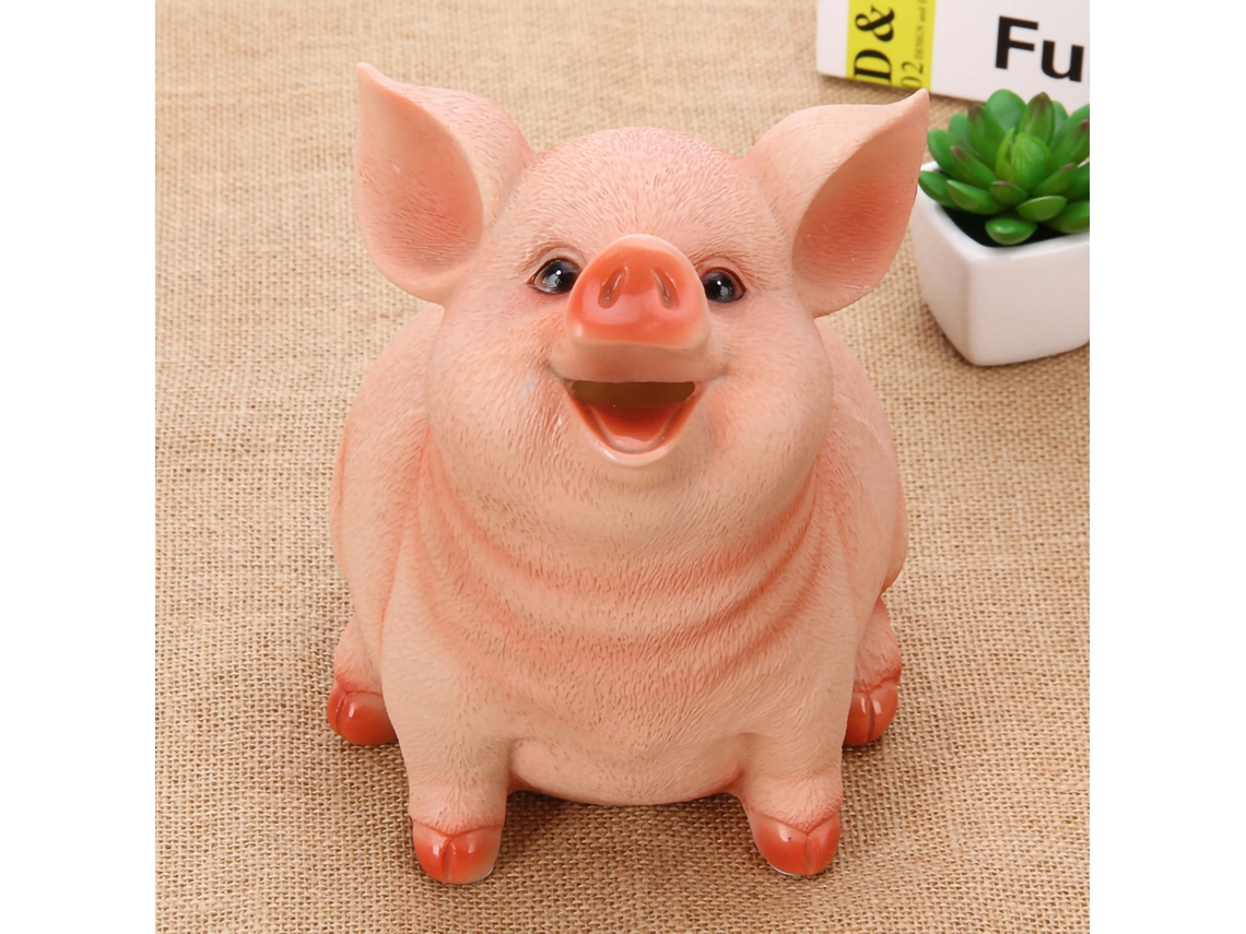 Precioso aro de resina ecológico con forma de cerdito, aro grande para monedas para niños, 21x16x16cm