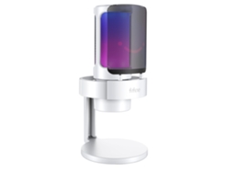 Micrófono USB con salida para auriculares y botón de silencio táctil, 3 modos RGB (blanco)