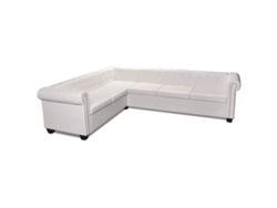 Maison Exclusive - Sofá De Esquina Chesterfield 6 Plazas Cuero Artificial Blanco