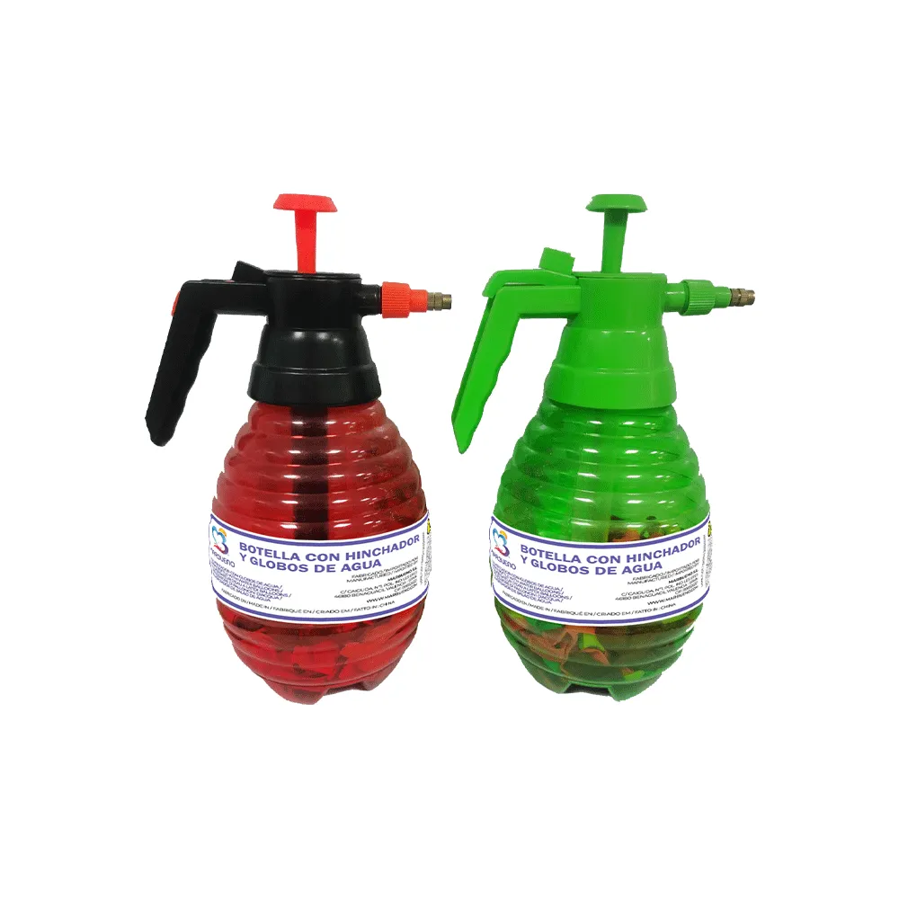 Botella de Agua con Inflador de Globos, 200 Globos, Colores Surtidos, Marbueno Verano