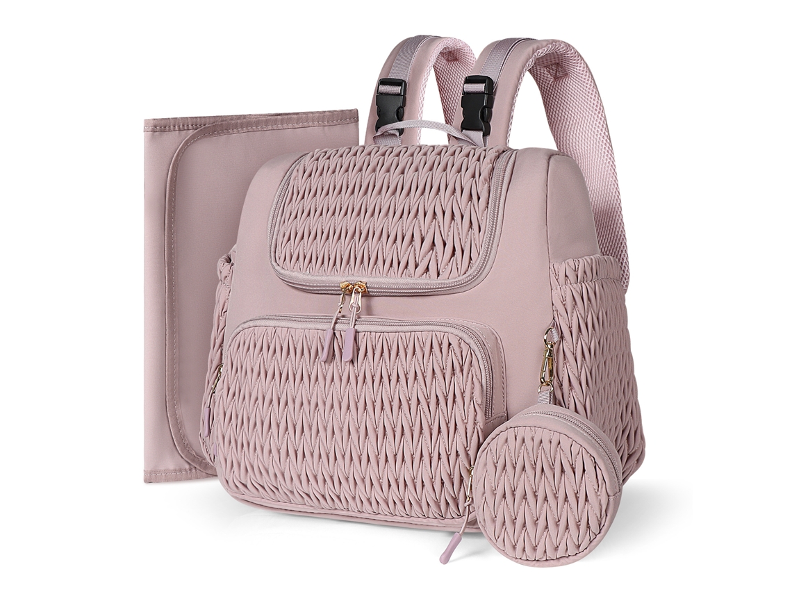 Mochila de gran capacidad, ligera, para cochecito, multifuncional, para mamá y bebé. Yunzii rosa.