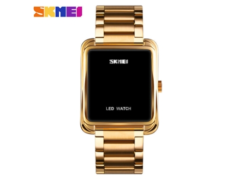 Relojes digitales con pantalla LED para hombre Relojes de pulsera impermeables de acero inoxidable-dorado LUUCOZK