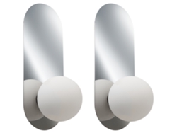 Juego de 2 lámparas de pared Leisi Cristal Plateado Beliani