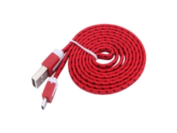 Cable De Datos Plano Universal De Fideos Android Para Transferencia De Datos Y Carga Rápida, 3 Metros, Rojo Intenso