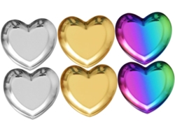 Juego De 6 Organizadores De Joyas Con Forma De Corazón, De Acero Inoxidable Pulido Espejo.