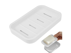 2026-plato De Jabón Linjou, Plato De Jabón De Baño Con Desagüe, Doble Capa Para Ducha (blanco)