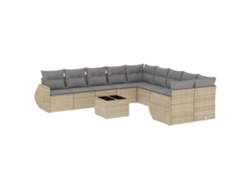 Maison Exclusive - Set De Sofás De Jardín 11pzas Con Cojines Ratán Sintético Beige