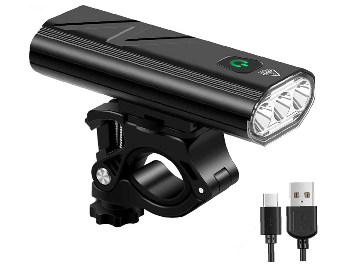 Luz Bicicleta Luces Bicicleta 3 Led Usb Recargable 5200Mah Delantero Trasero Impermeable 2400 Lumen Negro-Negro ENZONS