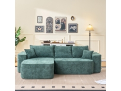 Sofá esquinero convertible con almacenamiento, tapicería de felpa, chaise longue reversible, para sala de estar o dormitorio de invitados, color verde.