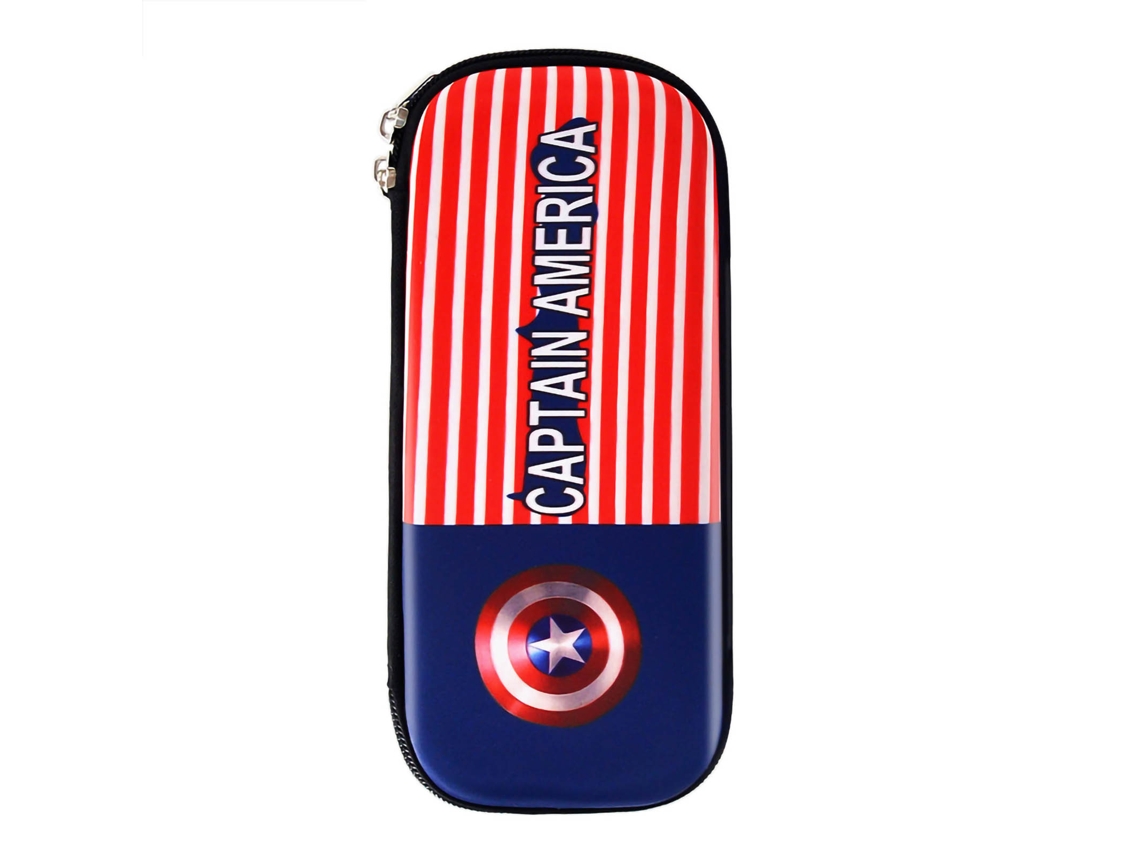 Estuche Para Lápices A Rayas Del Capitán América, Gran Capacidad, Resistente A Los Golpes, Con Cremallera Metálica.